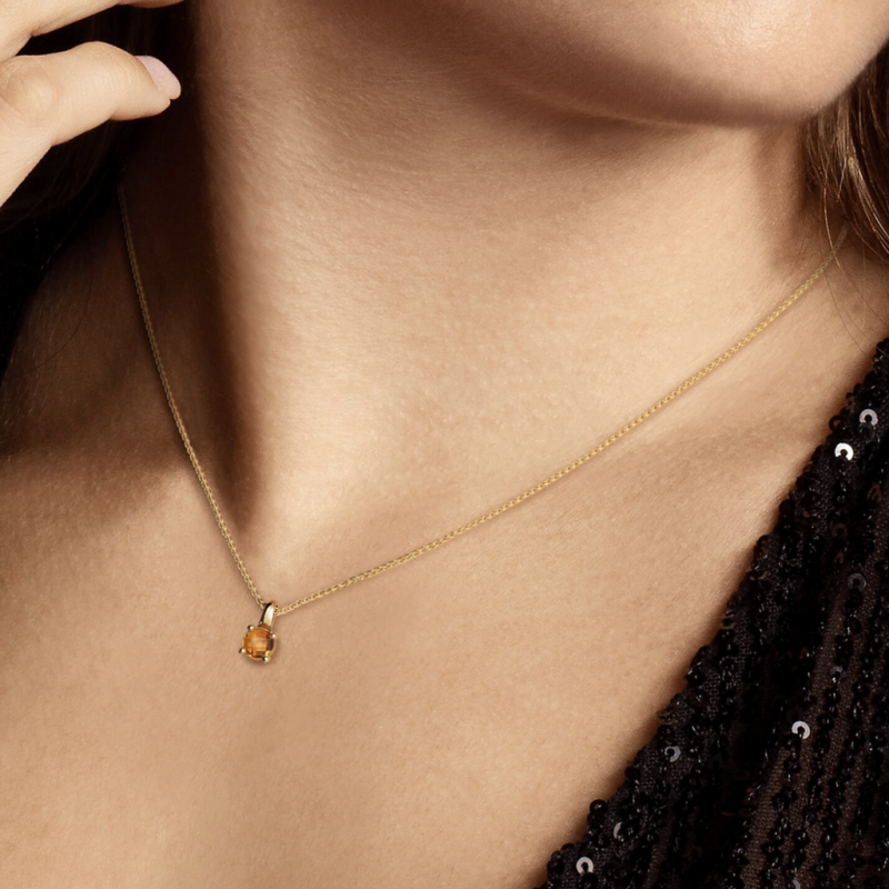 Hanger, 14krt.goud met citrien (6mm.) excl. collier - 23654