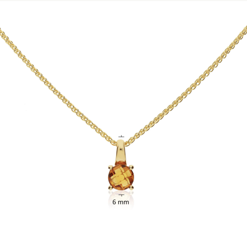Hanger, 14krt.goud met citrien (6mm.) excl. collier - 23654