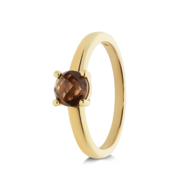 RIng, 14krt.goud met rookkwarts (6mm.) - 23655