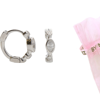 BY NIKKI Oorringen, zilver gerhodineerd met zirkonia (diameter: 10mm.) - 23656