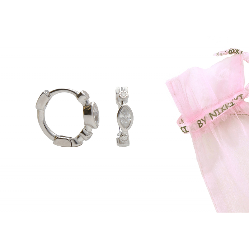 BY NIKKI Oorringen, zilver gerhodineerd met zirkonia (diameter: 10mm.) - 23656