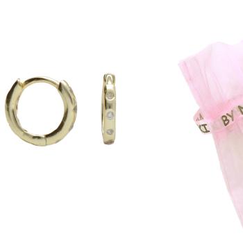 BY NIKKI Oorringen, zilver verguld met zirkonia (diameter: 8mm.) - 23665