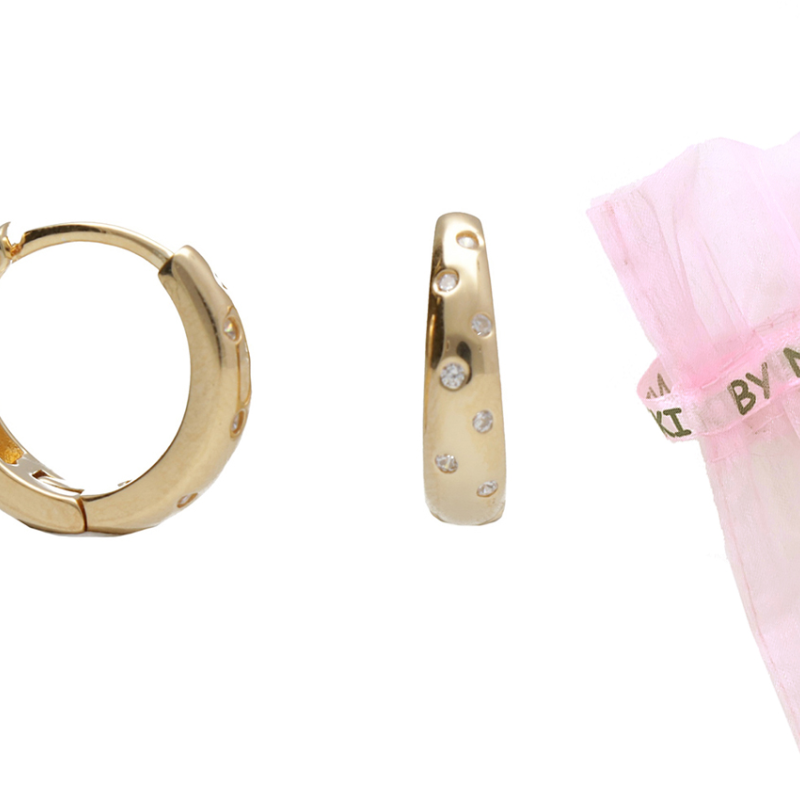 BY NIKKI Oorringen, zilver verguld met zirkonia (diameter: 11mm.) - 23667