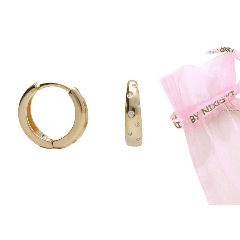 BY NIKKI Oorringen, zilver verguld met zirkonia (diameter: 11mm.) - 23667 BY NIKKI Oorringen, zilver verguld met zirkonia (diameter: 11mm.) - 23667