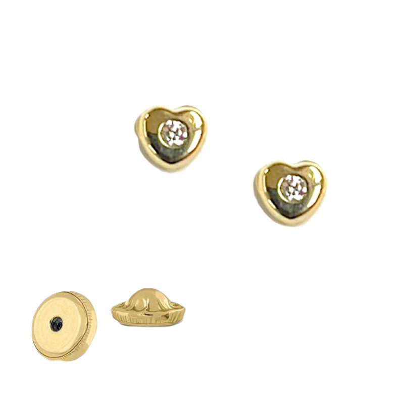 BY NIKKI Oorknoppen, 14krt.goud met zirkonia hart - 23693 BY NIKKI Oorknoppen, 14krt.goud met zirkonia hart - 23693