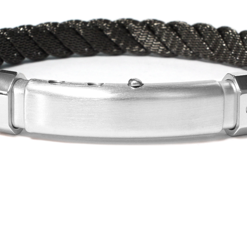 Borsari Gioielli heren armband, BR-CORDA61 Zwart - 23717