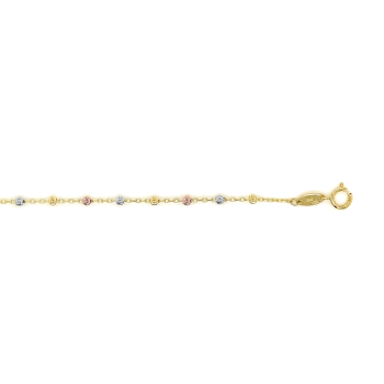 Armband, 14krt.tricolour goud (lengte: 17-19cm.) - 23721