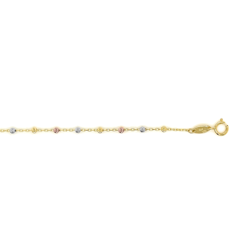 Armband, 14krt.tricolour goud (lengte: 17-19cm.) - 23721