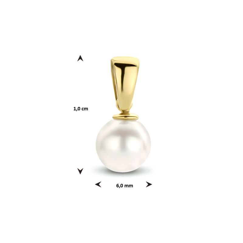 Hanger, 14krt.goud met zoetwaterparel (6mm.) - 23729