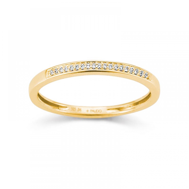 Ring, 14krt.goud met diamant totaal 0,04ct. (maat 56) - 23733