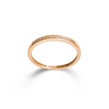 Ring, 14krt.rose-goud met diamant totaal 0,04ct.(maat 54) - 23734