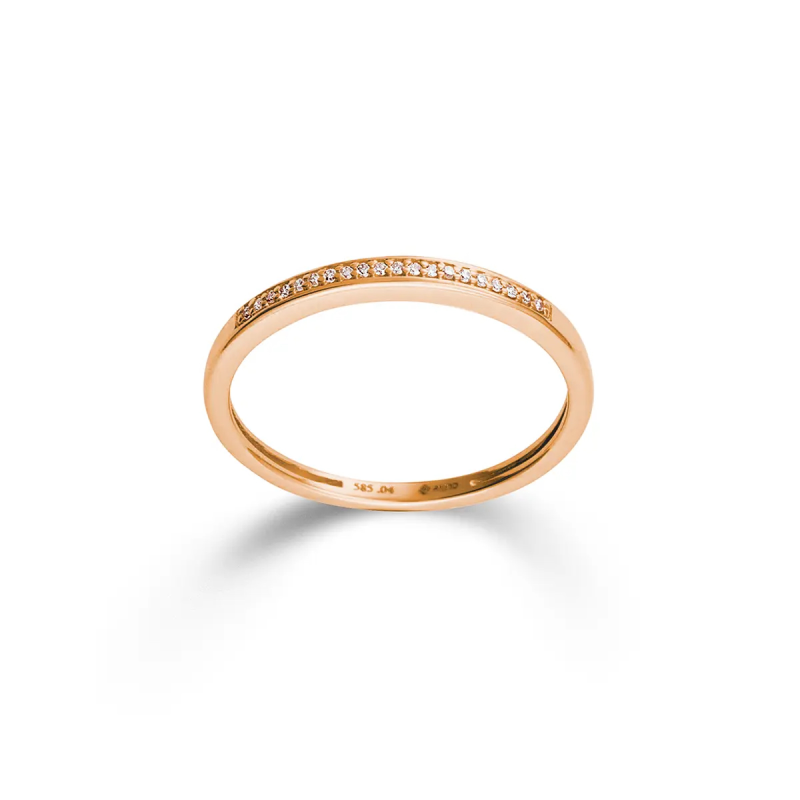 Ring, 14krt.rose-goud met diamant totaal 0,04ct.(maat 54) - 23734