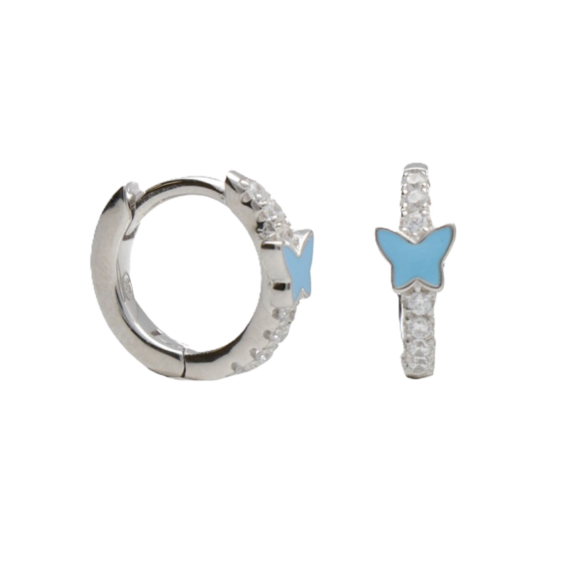 BY NIKKI Oorringen, zilver gerhodineerd vlinder met zirkonia (diameter: 10mm.) - 23739 BY NIKKI Oorringen, zilver gerhodineerd vlinder met zirkonia (diameter: 10mm.) - 23739