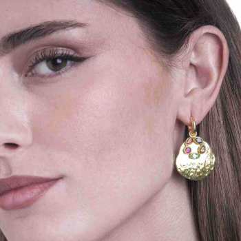 Jorge Revilla Oorhangers, zilver verguld met multi-Toermalijn Morning Collection (lengte: 39mm.) - 23758 Jorge Revilla Oorhangers, zilver verguld met multi-Toermalijn Morning Collection (lengte: 39mm.) - 23758