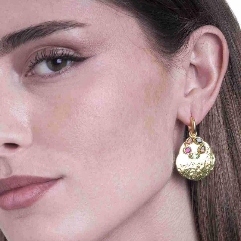 Jorge Revilla Oorhangers, zilver verguld met multi-Toermalijn Morning Collection (lengte: 39mm.) - 23758