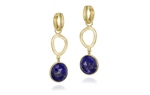 Jorge Revilla Oorhangers, zilver/18krt.verguld met Lapis Lazuli Luna Collection excl.collier (lengte: 45mm.) - 23766