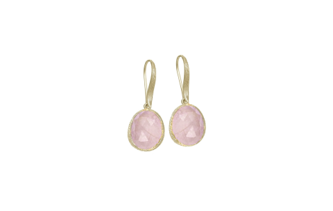 Jorge Revilla Oorhangers, zilver/18krt.verguld met Rose Quartz Shade Collection (lengte: 34mm.) - 23769