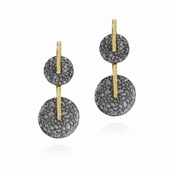 Jorge Revilla Oorhangers, zilver verguld/black-ruthenium Kymbal Collection (lengte: 30mm.) - 23774 Jorge Revilla Oorhangers, zilver verguld/black-ruthenium Kymbal Collection (lengte: 30mm.) - 23774