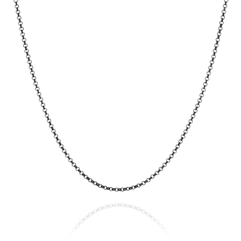 Jorge Revilla Collier, zilver/black ruthenium jasseron (lengte: 40cm.) - 23781