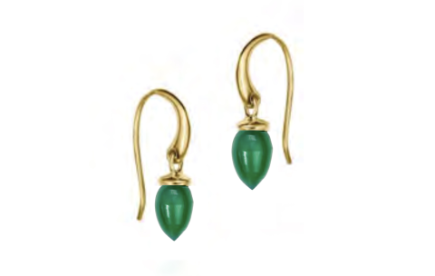 Jorge Revilla Oorhangers, zilver/18krt.verguld met Green-Onyx Pendulum Collection (lengte: 23mm.) - 23789