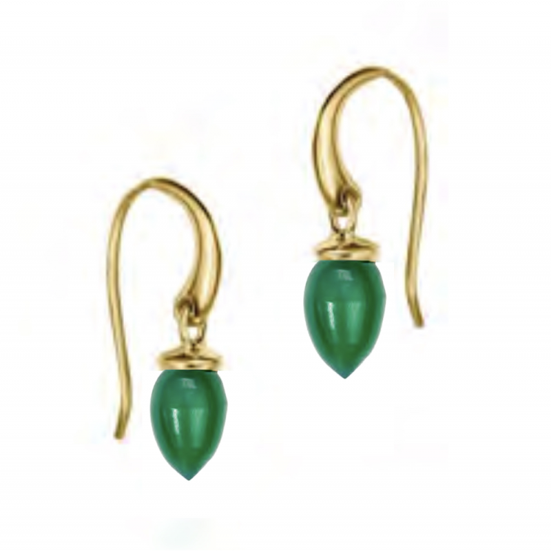 Jorge Revilla Oorhangers, zilver verguld met Green-Onyx Pendulum Collection (lengte: 23mm.) - 23789
