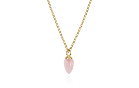 Jorge Revilla Hanger, zilver/18krt.verguld met Rose Quartz Pendulum Collection excl.collier (lengte: 14mm.) - 23793