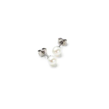Boccia Oorknoppen, titanium model 0535-01 met zoetwaterparel (6,5mm.) - 23805