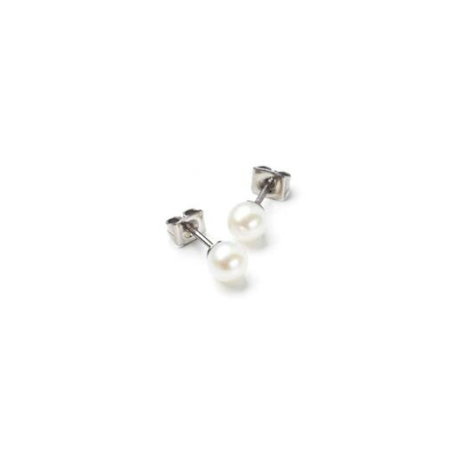 Boccia Oorknoppen, titanium model 0535-01 met zoetwaterparel (6,5mm.) - 23805