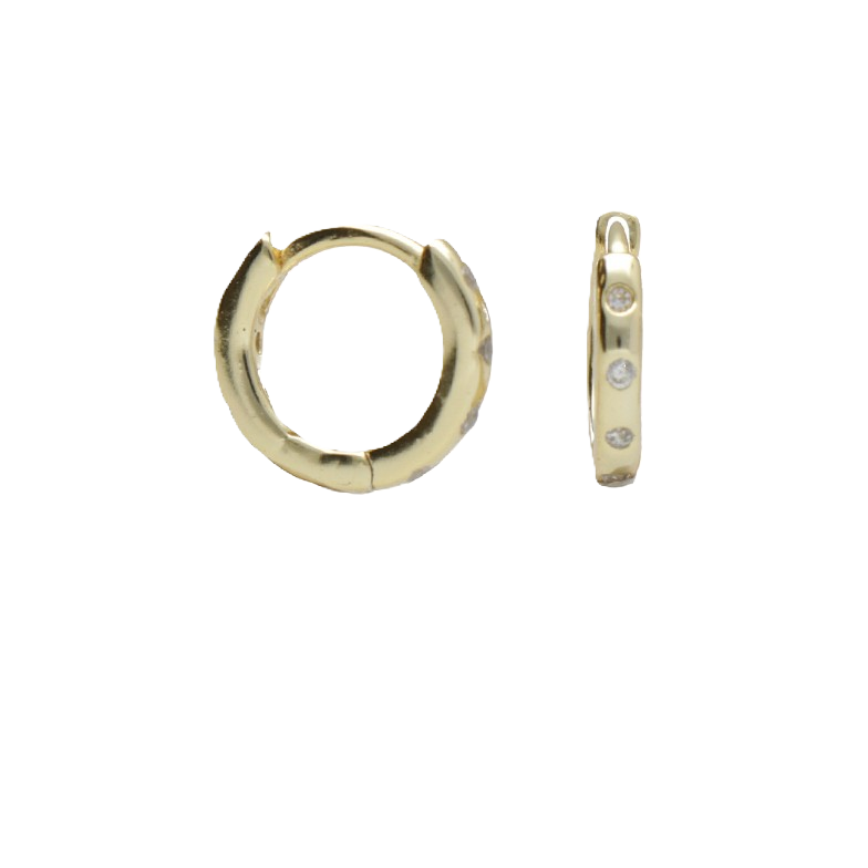 BY NIKKI Oorringen, zilver verguld met zirkonia (diameter: 9mm.) - 23806 BY NIKKI Oorringen, zilver verguld met zirkonia (diameter: 9mm.) - 23806