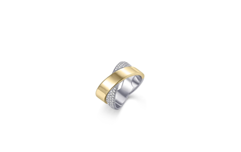 Ring, zilver/verguld met zirconia (maat62) - 23814