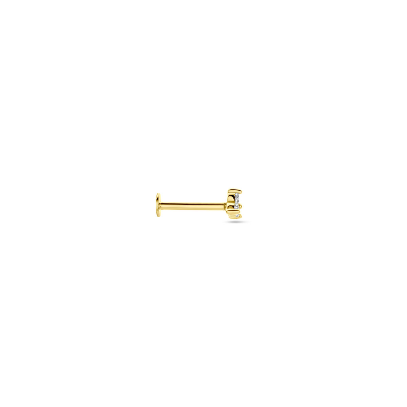 Flat back piercing, 14krt.goud met zirkonia PER STUK!! (3,5 mm.) - 23823