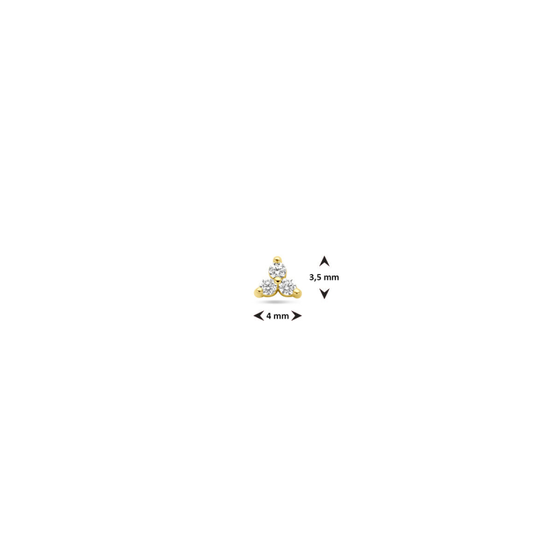 Flat back piercing, 14krt.goud met zirkonia PER STUK!! (3,5 mm.) - 23823