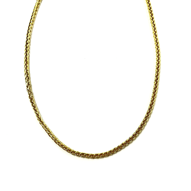 Fjory Collier, 14krt.goud met massief zilveren kern spiga 3mm. (lente:45cm.) - 23829 Fjory Collier, 14krt.goud met massief zilveren kern spiga 3mm. (lente:45cm.) - 23829