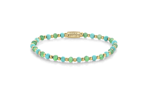 Rebel and Rose Armband Blue Green Adventure - 18 ct yellow gold ionplated 4mm (16,5cm) - 23846