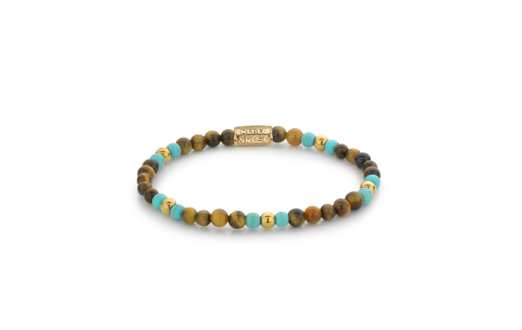 Rebel and Rose Armband Mix Tiger Turquoise - 18 ct yellow gold ionplated 4mm (16,5cm) - 23848