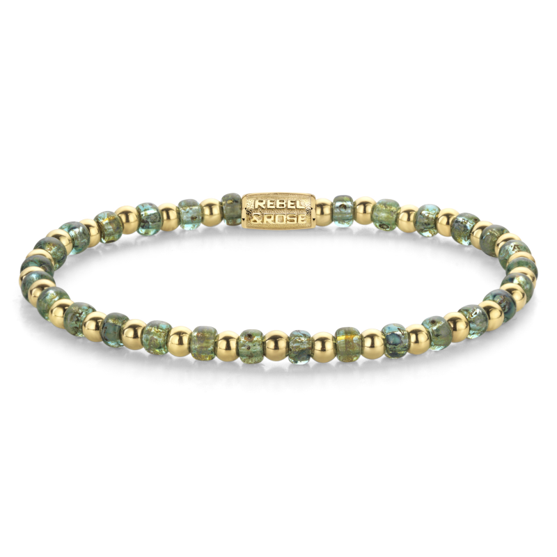 Rebel and Rose Armband Mix Glass Rocks Secret Garden Gold 4mm (16,5cm) - 23849 Rebel and Rose Armband Mix Glass Rocks Secret Garden Gold 4mm (16,5cm) - 23849