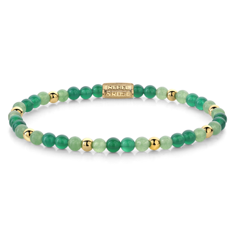 Rebel and Rose Armband Green Morning Vibes - 18 ct yellow gold ionplated 4mm (16,5cm) - 23851 Rebel and Rose Armband Green Morning Vibes - 18 ct yellow gold ionplated 4mm (16,5cm) - 23851