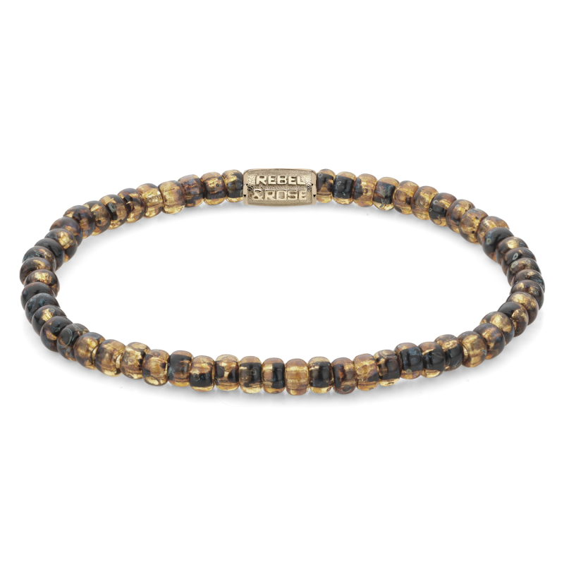 Rebel and Rose Armband Glass Rocks Tiger Gold 4mm (16,5cm) - 23854