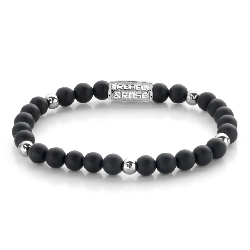 Rebel and Rose Armband Matt Black Madonna 6mm (16,5cm) - 23856