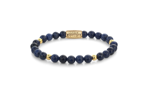 Rebel and Rose Armband Midnight Blue - 18 ct yellow gold ionplated 6mm (16,5cm) - 23864