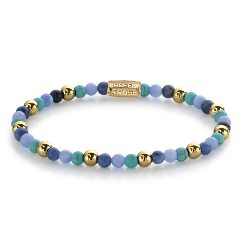 Rebel and Rose Armband Winter Blues - 18 ct yellow gold ionplated 4mm (16,5cm) - 23865 Rebel and Rose Armband Winter Blues - 18 ct yellow gold ionplated 4mm (16,5cm) - 23865