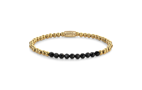 Rebel and Rose Armband Black Glam Rocks meet Yellow Gold 4mm (16,5cm) - 23873