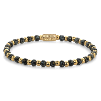 Rebel and Rose Armband Mix Glass Rocks Black Leopard Gold 4mm (16,5cm) - 23884 Rebel and Rose Armband Mix Glass Rocks Black Leopard Gold 4mm (16,5cm) - 23884