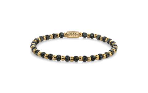 Rebel and Rose Armband Mix Glass Rocks Black Leopard Gold 4mm (16,5cm) - 23884