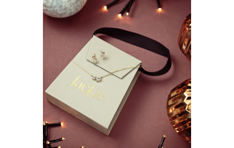 Jackie Collier, 14krt.goud "Festive sparkling Neclace" met wit topaas - 23952