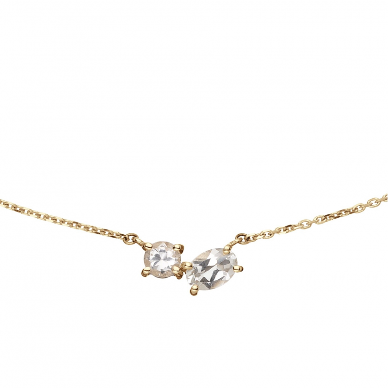 Jackie Collier, 14krt.goud "Festive sparkling Neclace" met wit topaas - 23952