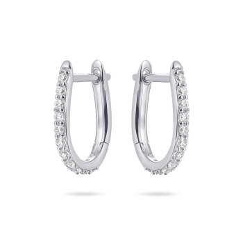 Oorringen, zilver met zirkonia ovaal (2x15mm.) - 23956