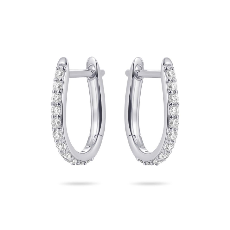 Oorringen, zilver met zirkonia ovaal (2x15mm.) - 23956