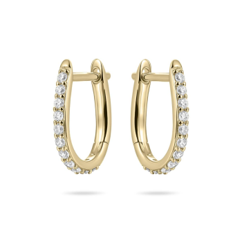 Oorringen, zilver verguld met zirkonia ovaal (2x15mm.) - 23957
