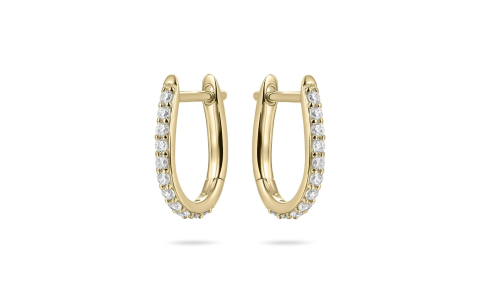 Oorringen, zilver verguld met zirkonia ovaal (2x15mm.) - 23957
